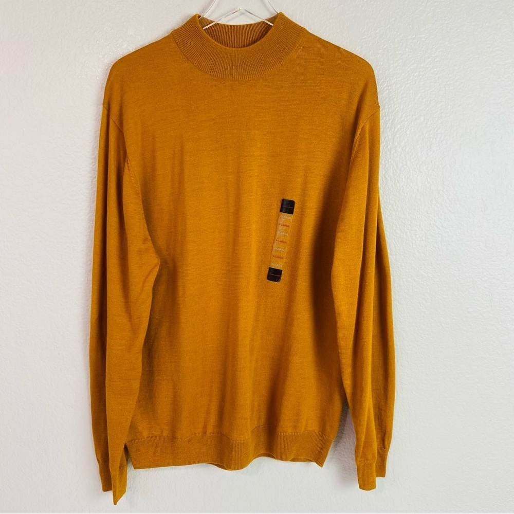 Linea Uomo Mustard Yellow Wool Blend Crewneck Pullover Sweater Size XL